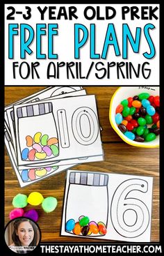 two year old prek free plans for spring with candy and candies on the table