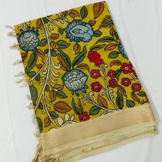 Beautiful pen Kalamkari silk dupatta length 2.5mtrs Kalamkari Dupatta With Dress, Kalamkari Dupatta, Kalamkari Sarees, Kalamkari Saree, Beautiful Pen, Silk Dupatta, Blue Yellow, Olive Green, Fine Jewelry