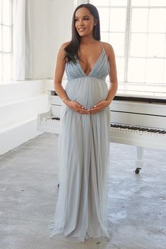 Paige Lace Maternity Gown Pink Maternity Gown, Pregnancy Photos Ideas, Tulle Baby Shower, Baby Shower Outfit For Guest, Lace Maternity Gown, Baby Shower Gown, Tulle Pink, Mimi Dress, Lace Maternity Dress