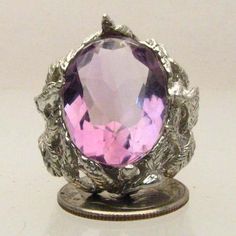 "Handmade Sterling Silver Amethyst Faceted Stone Gemstone Ring 18x13mm (3/4x1/2 inch) 12.5ct Sizing and shipping is ALWAYS FREE with a 14 day \"No Questions Asked\" return policy. *In the notes section of your order, please specify ring size.* This ring is made with real gems. I made it myself, so if you see a setting you like and want a different gem in it, I can put in another one as they are not finished. I can probably do it for the same price or real close. I can make these either in gold o Formal Amethyst Jewelry With Polished Finish, Formal Amethyst Rings With Large Stone, Formal Amethyst Jewelry With Large Stone, Formal Amethyst Ring With Large Stone, Formal Kunzite Ring Jewelry, Formal Large Stone Amethyst Jewelry, Luxury Lavender Amethyst Ring For Gift, Luxury Lavender Amethyst Ring Gift, Luxury Lavender Jewelry As A Gift