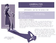 an article about umbraalysis in the text box below it is a drawing of a man with a cane