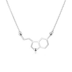 PRICES MAY VARY. ♥DESIGN:Our molecule necklace promotes happiness and well-being- We turned serotonin's chemical structure into a modern and intriguing piece of fine jewelry.Feel great when you wear or gift this happiness necklace,This piece offers a subtle way to remind yourself to be happy.Best gift choice for friends, sisters, mother, girlfriend, wife, daughter, teachers, science lovers or yourself as Christmas gifts. ♥MATERIAL:Hypoallergenic 925 sterling silver,white gold plated,tarnish resi Chemistry Necklace, Chemistry Jewelry, Serotonin Molecule, Molecule Necklace, Science Jewelry, Contemporary Necklace, Sterling Silver Anklet, Agate Jewelry, Silver Shop