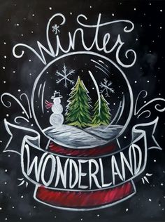 a snow globe with the words winter wonderland painted on it