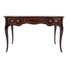 an antique console table with two drawers on the top and one drawer at the bottom