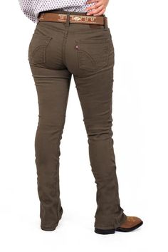 WOMEN PRO-RODEO DENIM JEANS OLIVE | Genuine Leather Vaquero Boots and Cowboy Hats | Zapateria Guadalajara | Authentic Mexican Western Wear Khaki High Waist Stretch Jeans, Khaki Jeans With Five Pockets For Fall, Fall Khaki Jeans With Five Pockets, Mid-rise Khaki Cargo Jeans, Mid-rise Khaki Jeans For Fall, Khaki Stretch Mid-rise Jeans, Stretch Khaki Mid-rise Jeans, Khaki Stretch Jeans For Fall, Stretch Khaki Jeans For Fall