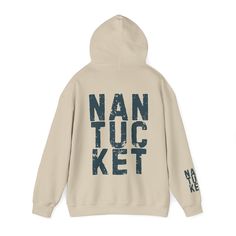 Wrap Yourself in Island Style with Our Nantucket Bold Lettering Hoodie – A Must-Have for Chilly Days and Nantucket Lovers! Experience the ultimate in comfort and Nantucket pride with our heavy blend hooded sweatshirt, featuring the iconic 'NAN-TUC-KET' in bold letters across the back. Whether you're braving the breezy island nights or just looking for a cozy layer to add to your wardrobe, this hoodie combines style, warmth, and a tribute to your favorite island getaway. Crafted from a plush blen Organic Cotton Hoodie Sweatshirt For Fall, Winter Hoodie Sweatshirt, Casual Hooded Hoodie In Organic Cotton, Faded Cotton Hoodie For Fall, Organic Cotton Fall Hoodie Sweatshirt, Organic Cotton Hooded Hoodie For Winter, Casual Organic Cotton Sweatshirt With Drawstring Hood, Casual Organic Cotton Hooded Hoodie, Winter Organic Cotton Hoodie Sweatshirt