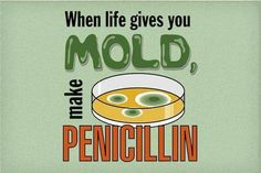 a poster with the words when life gives you mold, make penicillini