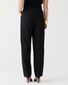 J.Crew: Essential Pant In City Crepe For Women Tapered Leg Dress Pants For Office, Chic Tapered Bottoms For Office, Formal Pants With Loosely Fitted Hips, Tailored Wide Leg Pants With Elastic Waistband, Tailored Long Pants, Wide Leg Pants With Elastic Waistband For Office, Elegant Tapered Long Pants, J Crew, Cashmere