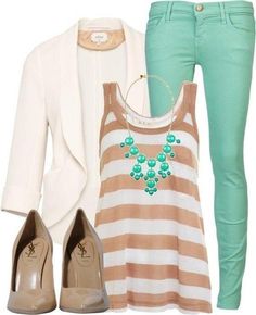 19 cute outfits for teen girls I am loving Mint Jeans, Pastel Outfit, Green Pants, Polyvore Outfits, Outfits For Teens