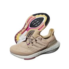 Elevate Your Running Game With These Stylish And Comfortable Adidas Ultraboost 22 Sneakers. Featuring A Beautiful Beige Color And A Lace-Up Closure, These Shoes Are Perfect For Any Athletic Occasion. The Shoes Come In A Standard Shoe Width And Have A Low-Top Shoe Shaft Style. They Are Made With Synthetic Upper Material And Have A Cushioned, Breathable, And Comfortable Foam Insole. The Rubber Outsole Provides Great Traction, Making Them Perfect For Running And Jogging. The Shoes Are Customized Wi Beige Running Shoes With Boost Midsole For Jogging, Adidas Athletic Shoes, Ultra Boost, Adidas Ultra Boost, Running Shoes Sneakers, Adidas Logo, Top Shoes, Beige Color, Adidas Shoes