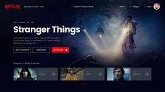 a screen shot of the netflix homepage with people riding bikes in the background and text that reads,'strange things '