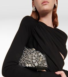 Midnight studded leather clutch Studded Evening Bag, Luxury Studded Bags For Party, Designer Leather Evening Bag For Party, Designer Embellished Clutch For Evening, Designer Black Party Clutch, Leather Evening Bag For Parties, Designer Black Clutch For Party, Designer Embellished Party Clutch, Designer Evening Bag For Party