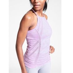 Athleta Headstand Tank Color: Violet Mist Nwt Seamless Fabric Is Beyond Soft And Chafe-Free Mesh For Ventilation Adjustable Straps Low Support For B-C Cups Cover Your Assets High Coverage Neckline Removable Pads Included Nylon/Polyester/Spandex Inside Label Marked Purple Sleeveless Sports Bra For Yoga, Purple Moisture-wicking Training Tops, Breathable Purple Tops For Sports, Purple Sleeveless Activewear For Gym, Purple Sportswear Training Top, Purple Sportswear Tops For Training, Purple Sleeveless Activewear For Training, Purple Sleeveless Gym Tops, Purple Activewear With Built-in Bra For Light Exercise