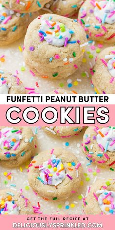 Want more easy Christmas cookies? This holiday baking recipe for funfetti cookies is ready in just 20 minutes! Rolled in sugar then topped with melted candies, these homemade Funfetti Peanut Butter Cookies are a Christmas dessert idea you don't want to miss! Easy Christmas Cookies