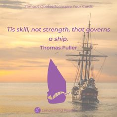 a sailboat floating in the ocean with a quote from thomas fuller on it