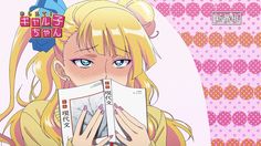 an anime character is reading a book