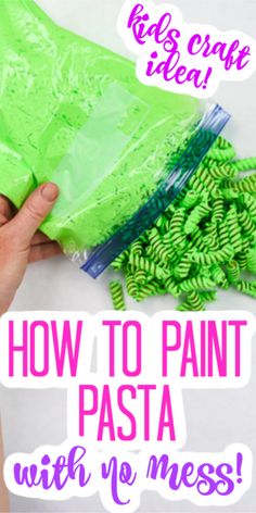 kids craft idea - how to paint pasta with no mess and free printables