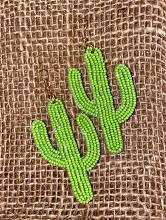 Beaded Cactus - CountryFide Custom Accessories and Outdoors Southwestern Green Beaded Earrings For Gift, Green Southwestern Beaded Earrings Gift, Cactus Seed Bead Earrings, Southwestern Green Beaded Dangling Earrings, Beaded Cactus, Cactus Seeds, Small Crafts, Cactus Earrings, Desert Vibes