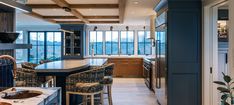 the kitchen is clean and ready to be used as a dining room or family room