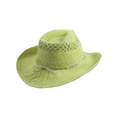 This outback style cowboy straw hat is made with high quality toyo straw and features an attractively detailed design and an elastic sweatband. Comes with a breaided matching colored hat band. Size: One Size.  Color: Green.  Gender: female.  Age Group: adult. Casual Wide Brim Straw Hat For Western-themed Events, Casual Hats For Western-themed Spring Events, Casual Spring Hats For Western-themed Events, Straw Sun Hat For Kentucky Derby And Rodeo, Kentucky Derby Straw Sun Hat For Rodeo, Casual Straw Hat With Short Brim For Western-themed Events, Green Western Hats For Spring, Green Adjustable Straw Hat With Short Brim, Casual Straw Hat With Short Brim For Western Events