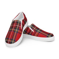 Mens Christmas Tennis Shoes slip-on canvas shoes Red Plaid matching Family comfortable casual walking sneaker unique holiday party shoe by MsKRF1 on Etsy Casual Canvas Shoes With Red Sole And Round Toe, Comfortable Slip-on Skate Shoes, Casual Custom Slip-on Sneakers With Branded Insole, Comfortable Red Canvas Shoes With Round Toe, Casual Slip-on High-top Canvas Shoes, Casual High-top Slip-on Canvas Shoes, Casual Slip-on Low-top Custom Sneakers, Casual Slip-on Skate Shoes With White Sole, Casual Slip-on Low-top Skate Shoes