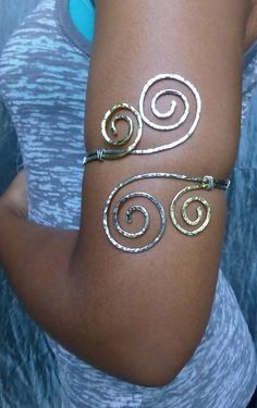 Hammered Jewelry  Grecian Double Swirl by beadifulexpressions Upper Arm Cuff Bracelet, Upper Arm Cuff, Gold Arm Band, Arm Cuff Bracelet, Upper Arm Cuffs, Arm Bracelets Upper, Hammered Jewelry, Arm Jewelry, Arm Bracelets