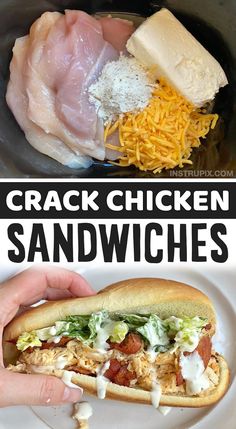 this chicken sandwich is loaded with cheese, lettuce and other ingredients to make it