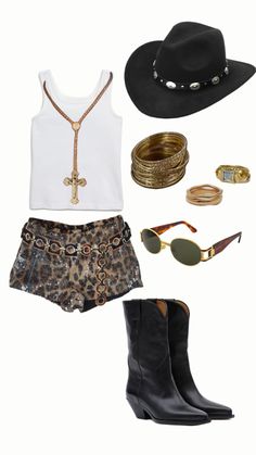 Leopard Country Outfit, Acl 2024 Outfits, Reggae Rise Up Outfit, Black Country Festival Outfit, Nashville Formal Outfits, Paige Lorenze Stagecoach, Dinner And Concert Outfit, Walking Around Vegas Outfit, Outfits With Denim Top