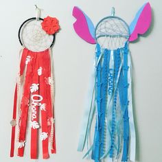 two different types of dream catchers are hanging on the wall next to each other