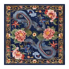 Sanctuary of Dreams Hand Tufted Rug Majestic Dragon, Hand Tufted Rug, Hand Tufted Rugs, Floral Motifs, Tufted Rug, Soft Texture, Soft Textures, Floral Motif, Focal Point