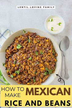 Mexican rice and beans in a white bowl. Mexican Rice And Beans Recipe, Mexican Rice Beans, Mexican Rice And Beans, Instant Pot Mexican Rice, Homemade Mexican Rice, Instant Pot Mexican, Rice And Beans Recipe, Vegetarian Instant Pot