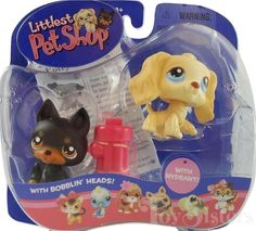 littlest pet shop with bobbin heads dog and puppy toy set in package packaging