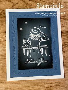 a handmade card with an image of a man sitting at a table