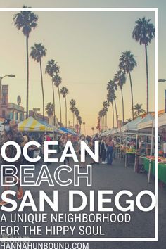 the ocean beach san diego flea market with palm trees