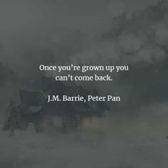 a house in the fog with a quote about growing up you can't come back