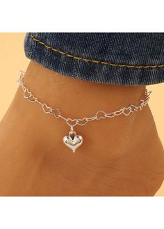 Color:Silvery White;Package Contents:1 X Anklet;Occasion:Sport; Silver Heart Bracelet For Valentine's Day Party, Trendy Heart Bracelet For Party, Casual Silver Anklets For Gifting, Heart Bracelet For Party, Casual Silver Anklets As Gift, Casual Silver Anklets For Gifts, Silver Heart Anklets For Party, Silver Anklets For Valentine's Day Party, Casual Silver Jewelry With Heart Charm