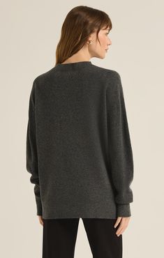 We're loving this slouchy sweater, made from lightweight sweater yarns for buttery soft comfort. With roomy full-length sleeves, a relaxed fit and longer length that gives a stylish drapey look, this crew neck pullover is destined to be a fave. Cozy Relaxed Fit V-neck Sweater For Layering, Fine Knit V-neck Sweater For Fall Loungewear, Oversized Gray V-neck Sweater For Fall, Long Sleeve Cashmere Sweater For Loungewear, Oversized Gray Cashmere Sweater, Cozy V-neck Sweater With Soft Knit And Relaxed Fit, Cozy Relaxed Fit V-neck Sweater, Snug Gray Sweater For Fall, Comfy Cozy Fit Gray Sweater