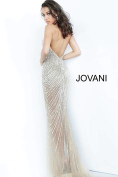 This Beaded Deep V-neck Trumpet Dress By Jovani will make you look and feel amazing! The intricate beaded detailing on the plunging neckline is sure to turn heads. The trumpet style skirt perfectly accentuates your curves for a stunning fit. Look your best for any occasion in this show-stopping dress. Jovani Prom, Long Length Dresses, Prom Dresses Jovani, Champagne Dress, Exquisite Gowns, Trumpet Dress, Prom Long, Prom Dress Styles, Prom Designs