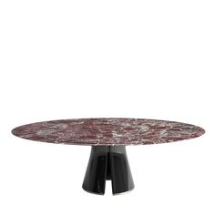 a round table with black legs and a red marble top on an isolated white background