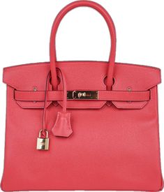 Luxury Pink Pouch Satchel, Luxury Pink Pouch-shaped Satchel, Classic Pink Handheld Shoulder Bag, Luxury Red Bag With Lock, Elegant Red Bags With Lock, Red Top Handle Bag With Lock, Pink Leather Bag With Lock, Luxury Pink Bags With Lock, Luxury Pink Bag With Lock