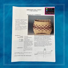 an article in the knitting book features a basket and instructions for how to knit it