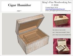 an open box with the lid closed and instructions for how to make it in woodworking