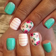 #summernails Spring Nails 2020, Nagel Stamping, Cute Summer Nail Designs, Cute Summer Nails, Nails 2020, Spring Nail, Nail Designs Spring, Nail Inspiration, Floral Nails