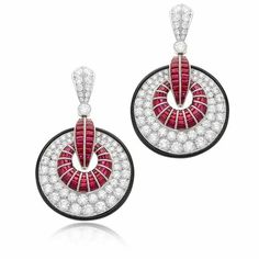 Beautiful Art Deco Inspired Fancy Red Rubie With Round White CZ Dangle Earrings | eBay Luxury Red Ruby Earrings, Luxury Ruby Earrings For Evening, Luxury Red Earrings For Party, Luxury Red Party Earrings, Luxury Red Earrings For Formal Occasions, Red Luxury Diamond Earrings As Gift, Luxury Red Diamond Earrings As Gift, Luxury Red Diamond Earrings For Gift, Elegant Red Diamond Earrings