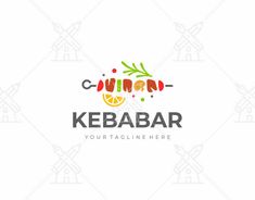 the kebab logo is made up of fruits and vegetables, including oranges