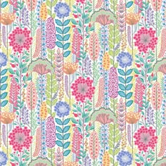 a colorful floral pattern with lots of flowers