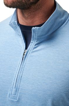 Lightweight and layerable, this pullover made with breathable cotton sports plenty of stretch to move you from your golf swings to your workouts in comfort. Quarter-zip closure Stand collar Long sleeves 70% polyester, 23% cotton, 7% elastane Machine wash, tumble dry Imported Casual Moisture-wicking Half-zip Top, Casual Half-zip Moisture-wicking Top, Athleisure Long Sleeve Tops For Golf, Casual Half-zip Activewear For Light Sports, Athleisure Golf Top With Go-dry Technology, Athleisure Go-dry Tops For Golf, Functional Cotton Tops For Golf, Blue Half-zip Moisture-wicking Top, Blue Moisture-wicking Half-zip Top