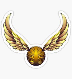 a golden bird with wings sticker