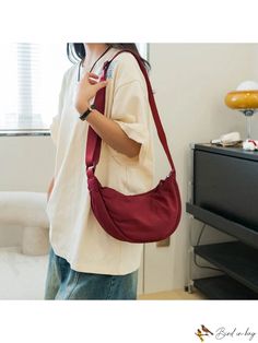 BirdinBag - Versatile College Shoulder Bag with Ample Capacity for All Students, Ideal for Outdoors, Travel, and School Casual Travel Satchel In Solid Color, Casual Hobo Bag With Adjustable Strap, Casual Large Capacity Solid Color Satchel, Casual Solid Hobo Bag Shaped As A Satchel, Casual Solid Color Satchel Hobo Bag, Casual Solid Hobo Satchel Bag, Casual Solid Satchel With Large Capacity, Casual Solid Color Softback Hobo Bag, Casual Travel Bags In Solid Color