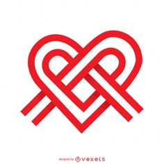 two intertwined hearts on white background